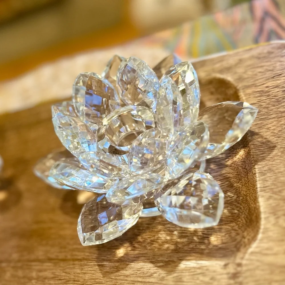 NWT Crystal Lotus Candle Holder Set (2) Shannon by Godinger Dublin, Ireland
